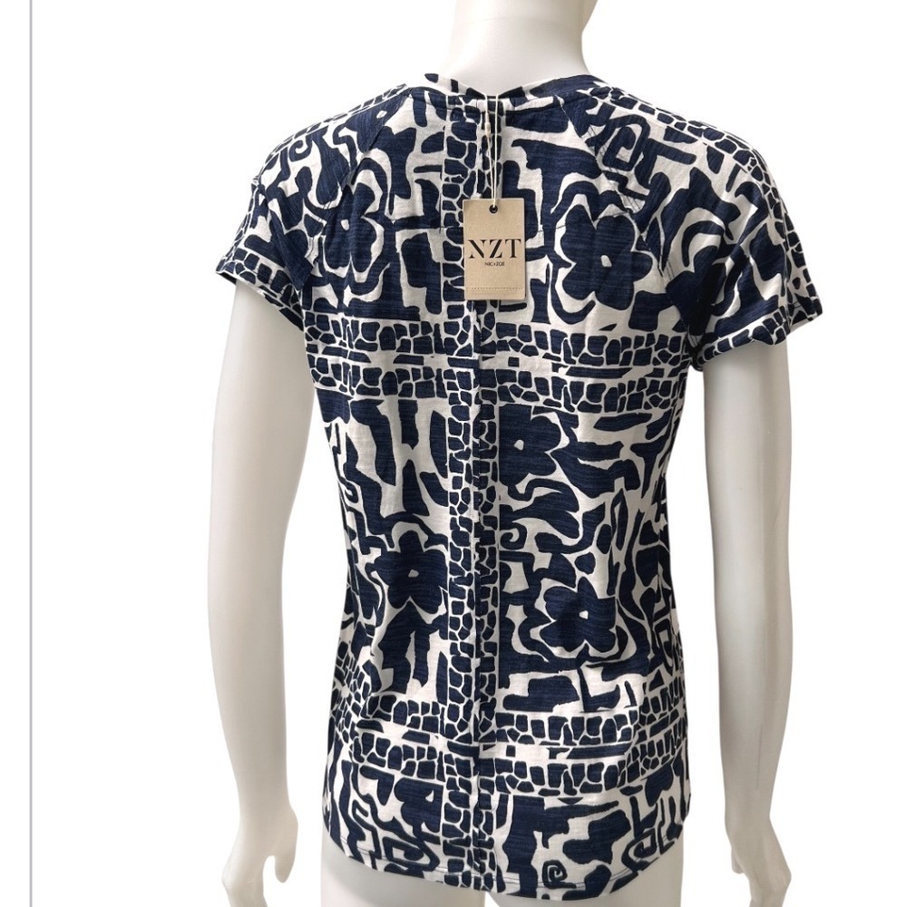 Mew NIC+ZOE NZT Abstract Mosaic Women Tee Black White Preppy XS NWT Art to Wear - Picture 11 of 15